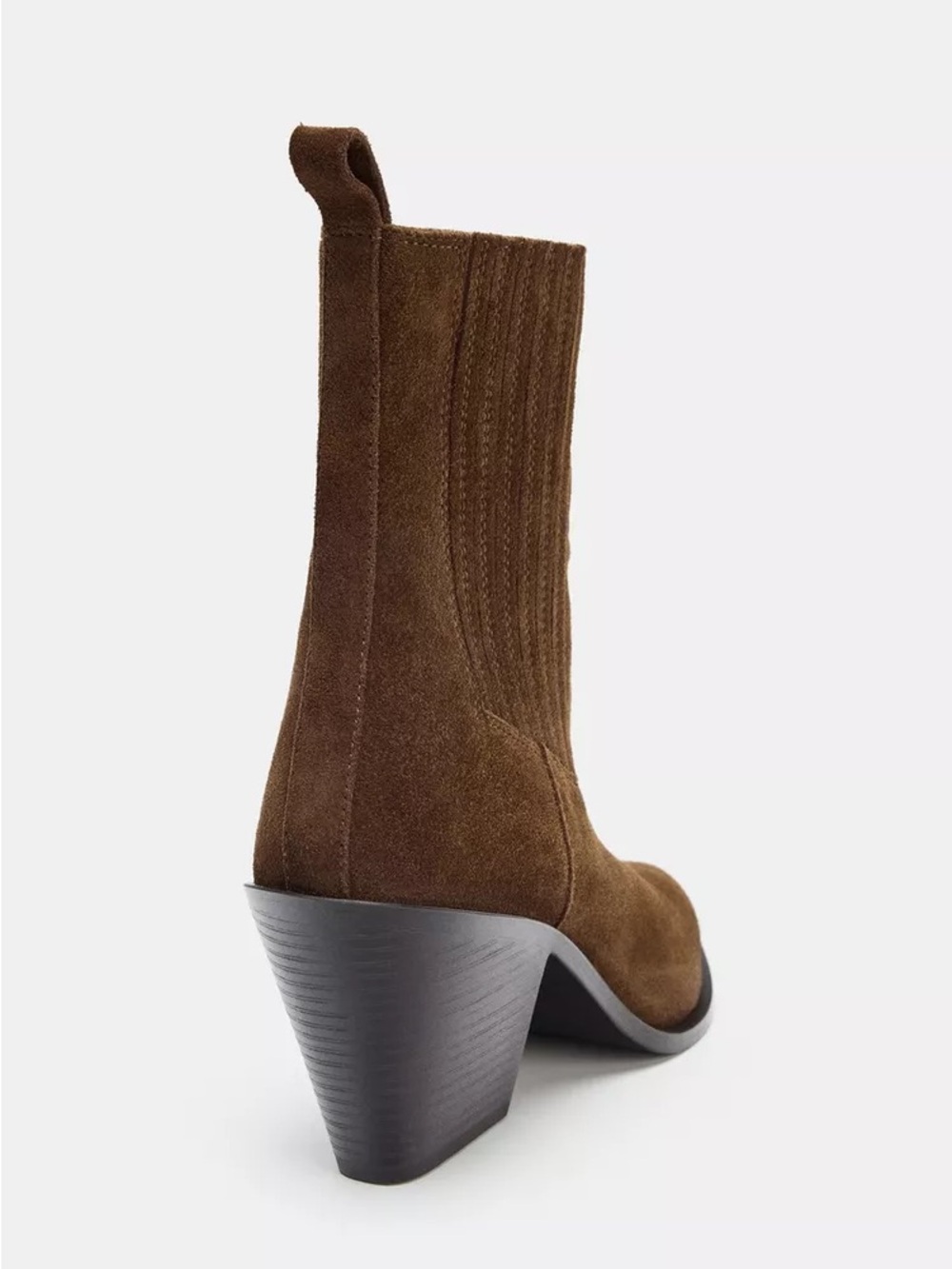 Zara Brown Suede Pointed-Toe Ankle Booties - Picture 2 of 11